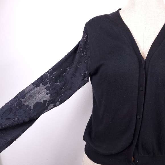 Claudie Pierlot Black Lace Long Sleeve Top - Picture 4 of 8